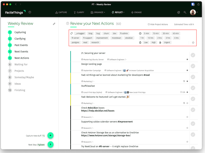 reviewing next actions