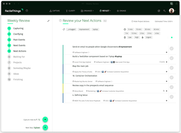 prioritizing in the weekly review