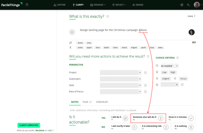 clarifying a delegated task