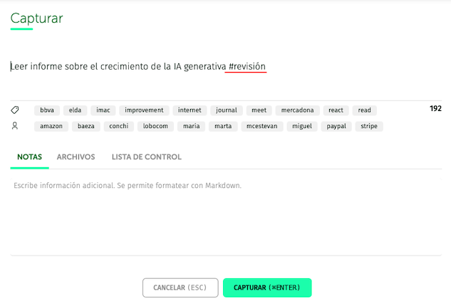 añadir contextos al capturar
