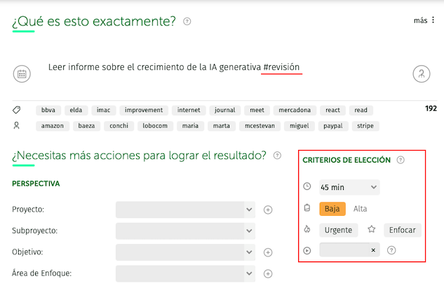 aclarar con contextos y criterios de elección