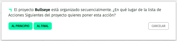 siguente acción en proyecto secuencial